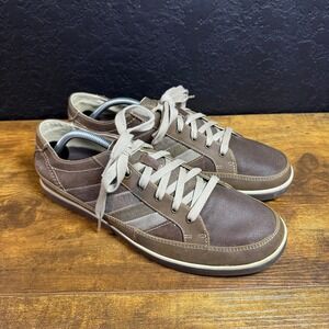 Skechers USA Mens Size 10.5 Brown Leather Casual Lace Up Sneakers Shoes